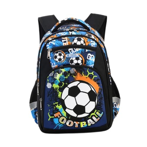 APLVFFZH Kinder-Schulrucksack, Büchertasche, tragbar, für Jungen und Mädchen, leicht, Tagesrucksack mit Cartoon-Muster, Fußball von APLVFFZH