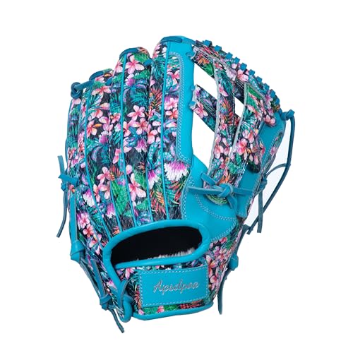 APSDPOA Baseball-Handschuhe, 100 % amerikanischer Premium, KIP, Softball-Handschuh für Erwachsene, Herren, Damen, Jugendliche, Mädchen, Jungen, Infielder, Outfielder, rosa lila Punkte, 32,4 cm, für von APSDPOA