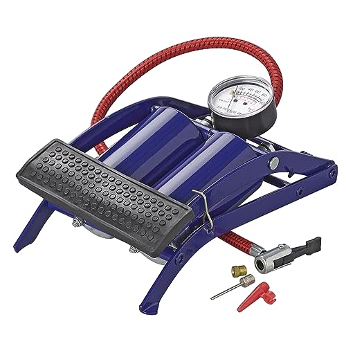 Fußpumpe Doppelzylinder mit Manometer - Max. 7bar / 100psi, Ventiladapter Luftpumpe für Autoreifen und Fahrradreifen Fußpumpe Doppelzylinder mit Manometer - Max. 7bar / 100psi, Ventiladapter Luftpumpe für Autoreifen und Fahrradreifen von APT
