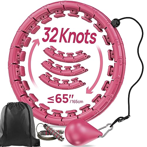 APzek 32 Knoten Smart Weighted Exercise Hoop Plus Size, Adjustable Huula Hoop with Extra Links for Adults and Beginners, 2 in 1 Fitness Massage Non Fall Hooola Hoop with Spinning Ball - Pink APzek 32 Knoten Smart Weighted Exercise Hoop Plus Size, Adjustable Huula Hoop with Extra Links for Adults and Beginners, 2 in 1 Fitness Massage Non Fall Hooola Hoop with Spinning Ball - Pink von APzek