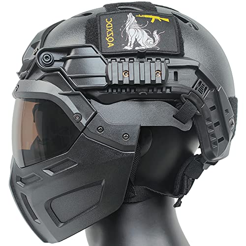 AQ zxdc Tactical Airsoft Paintball Fast Helmet Gear Tactical Mask and Visor, PJ Type Tactical 5MM Thick Military Helmet Protective NVG Mount for CS Game Combat (Color : Black) von AQ zxdc