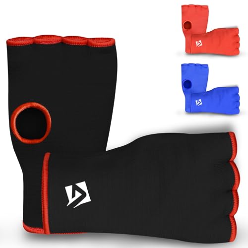 AQF Box-Innenhandschuhe, elastisch, Faustschutz, Handschuhe, Bandagen, Alternative zu Handbandagen, atmungsaktiv (Schwarz, L) von AQF