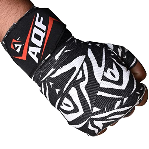 AQF Boxbandagen Für Kampfsport 4 Meter Elastische Boxhandschuhe Innerer Handschuhe Schutz Bandagen Boxen MMA & Cross Fitness Harren & Damen (Zebra Streifen) von AQF