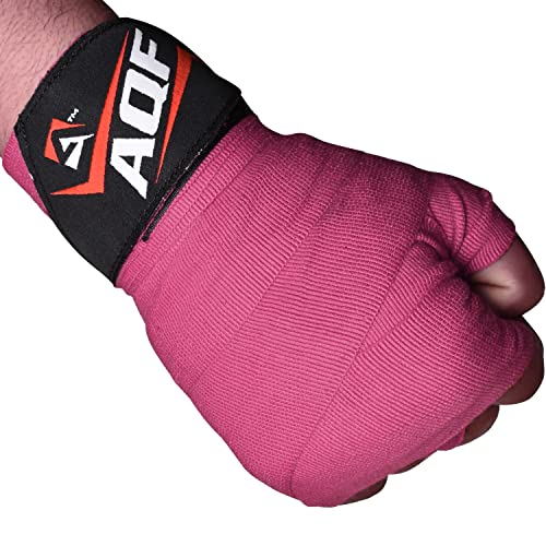 AQF Boxbandagen Für Kampfsport 4 Meter Elastische Boxhandschuhe Innerer Handschuhe Schutz Bandagen Boxen MMA & Cross Fitness Harren & Damen (Rosa) von AQF