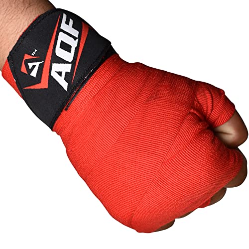 AQF Boxbandagen Für Kampfsport 4 Meter Elastische Boxhandschuhe Innerer Handschuhe Schutz Bandagen Boxen MMA & Cross Fitness Harren & Damen (Rot) von AQF
