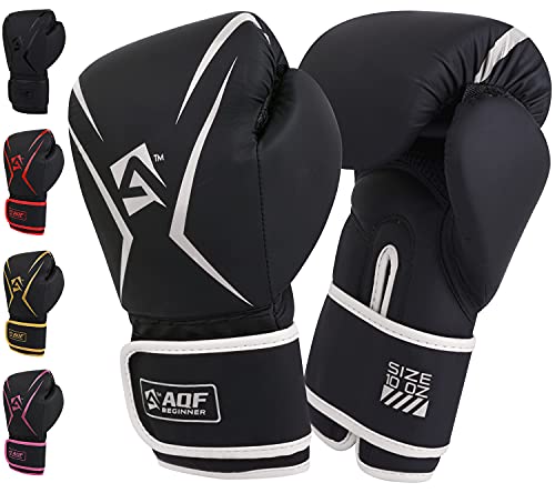 AQF Boxhandschuhe, Boxsack Leder Handschuhe Herren Frauen, MMA Handschuhe Sandsäcke, Boxhandschuhe Kinder Für Kickboxen, Muay Thai, Kampfsport Boxing Gloves 4 6 8 10 12 14 16 Oz (14 oz, Silber) von AQF