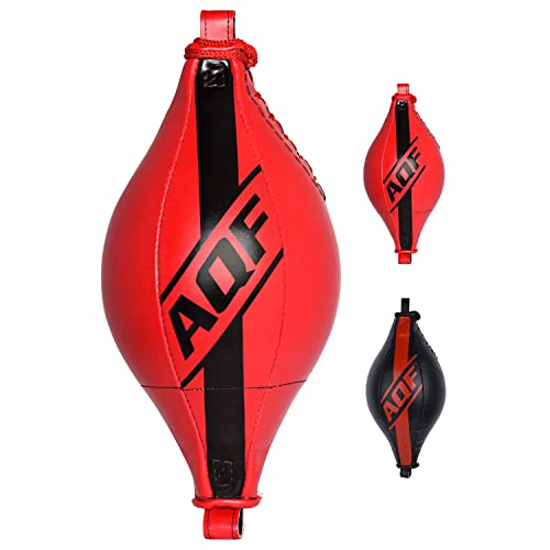 AQF Double End Speed ​​Ball Maya Hide Leder Boxen Dodge Speed ​​Bag Punching MMA Workout Boden bis zur Decke Seil (Rot) von AQF