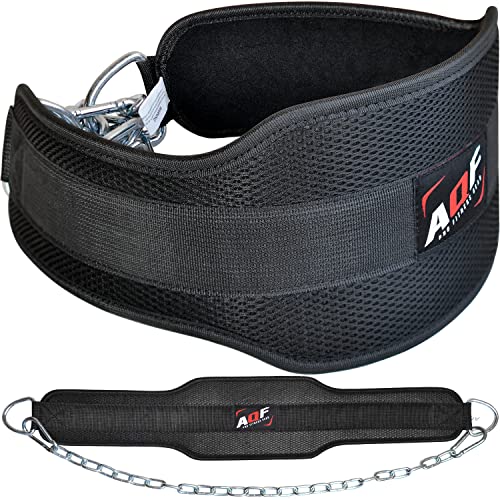 AQF Dip Gürtel Mit Stahlkette, Neopren Fitness Gewichthebergürtel, Gewichtsgürtel, Bodybuilding Dip Belt, Dipgürtel Kraftraining Gürtel Dips Herren Damen (Schwarz) von AQF