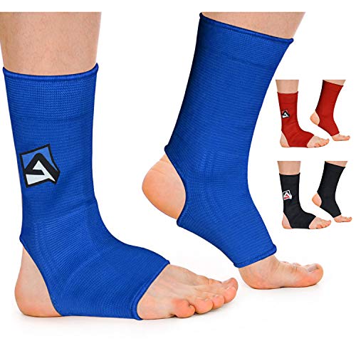 AQF MMA Knöchelstütze Muay Thai Foot Brace Guard Kick Boxing Sprains Achilles Sehne Schmerzlinderung Protektor Elastische atmungsaktive Kompressionshülle (Blau, XL) von AQF