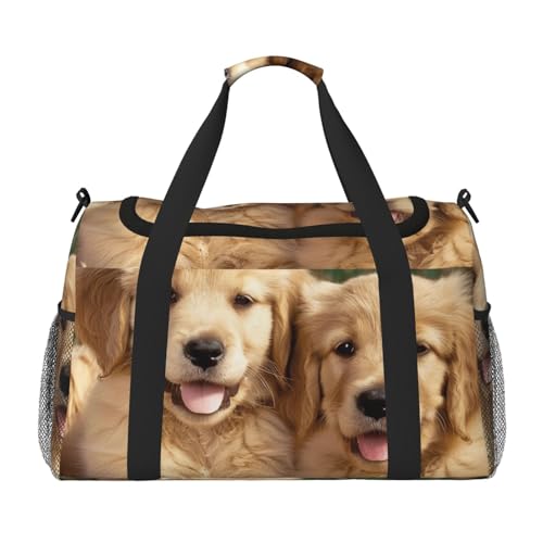 Golden Retriever Reisetasche für Männer und Frauen, bedruckt, für Sport, Outdoor, Fitnessstudio und Angeln, Schwarz , Einheitsgröße, Reisetasche von AQRJLPO