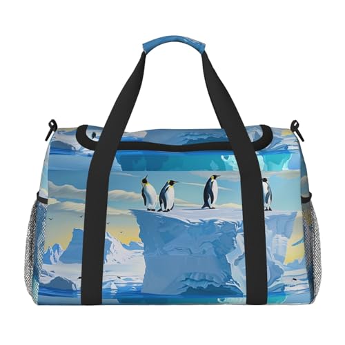 Reise-Reisetasche mit Pinguine auf dem Eisberg bedruckt, für Männer und Frauen, Wochenend-Reise-Organizer für Sport, Outdoor, Fitnessstudio und Angeln, Schwarz , Einheitsgröße, Reisetasche Reise-Reisetasche mit Pinguine auf dem Eisberg bedruckt, für Männer und Frauen, Wochenend-Reise-Organizer für Sport, Outdoor, Fitnessstudio und Angeln, Schwarz , Einheitsgröße, Reisetasche von AQRJLPO