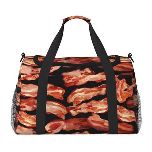 Reisetasche mit Fleisch- und Lebensmittelmuster, für Männer und Frauen, Wochenend-Reise-Organizer für Sport, Outdoor, Fitnessstudio und Angeln, Schwarz , Einheitsgröße, Reisetasche Reisetasche mit Fleisch- und Lebensmittelmuster, für Männer und Frauen, Wochenend-Reise-Organizer für Sport, Outdoor, Fitnessstudio und Angeln, Schwarz , Einheitsgröße, Reisetasche von AQRJLPO