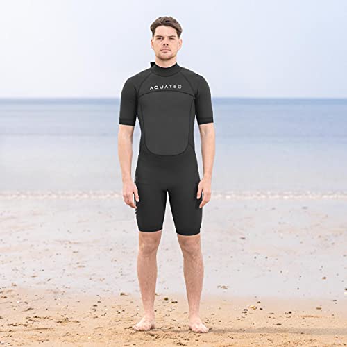 AQUATEC Shorty Neoprenanzug für Herren - 2X Dicke: 2mm & 3/2mm | Hochwertige Neoprenanzug für Herren | Shorty-Wetsuit | Ideal für Wassersport und Schwimmen (M, 3/2 mm (Fortgeschrittener)) von AQUATEC