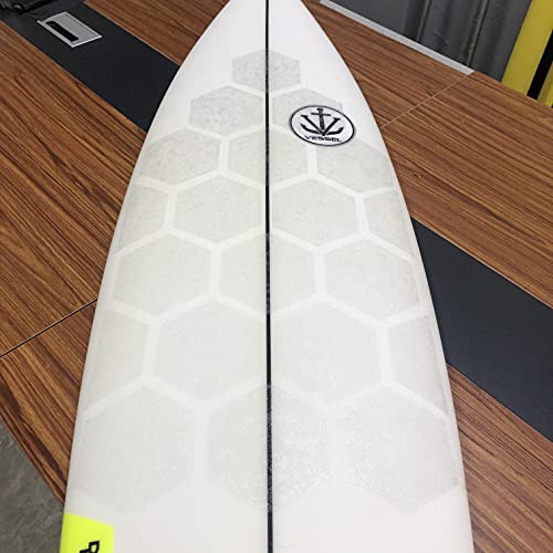 AQUBONA Hexagon Clear Surf Traction Grip Traktion Pad Semi Clear Deck Pad for Surfboard (D) von AQUBONA