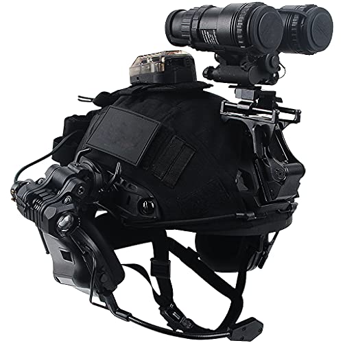 AQzxdc Airsoft Helm Set, mit Taktischem Headset & Brille & NVG Halterung & Teleskop Modell Tactical Gear Kombination, Für Outdoor Paintball Schutzjagd,Sets d,L von AQzxdc