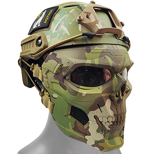 AQzxdc Fast Airsoft Helm & Masken Combination, Verstellbarer Outdoor-Spiel-Helm, für Cs-Spiel, Paintball-Spiel, Party und CQB,Cp von AQzxdc