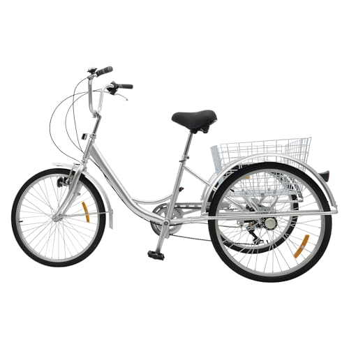 24 Zoll Dreirad für Erwachsene, Adult Tricycle, Dreirädriges Fahrrad, 6 Gänge Cruise Cityräder mit Korb, Tricycle 3 Rad Erwachsene City Fahrrad, für Stadt, Radwege und Verschiedene 24 Zoll Dreirad für Erwachsene, Adult Tricycle, Dreirädriges Fahrrad, 6 Gänge Cruise Cityräder mit Korb, Tricycle 3 Rad Erwachsene City Fahrrad, für Stadt, Radwege und Verschiedene von ARBGO