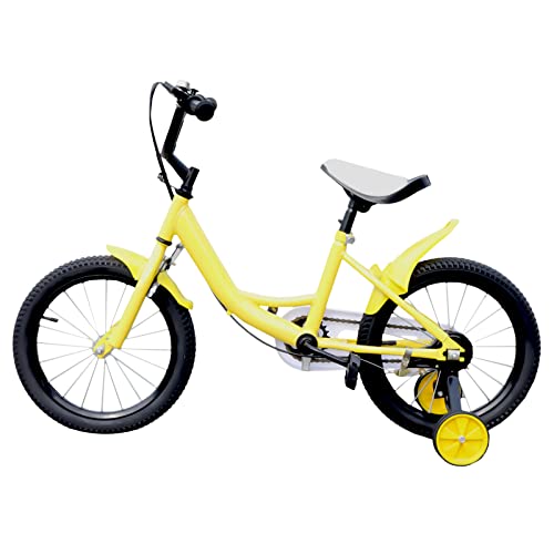 ARBGO 16 Zoll Kinderfahrrad, Kinderrad mit Stützrädern, mit Hilfsrad, Schutzbleche Fahrrad Höhenverstellbar, Gelb von ARBGO