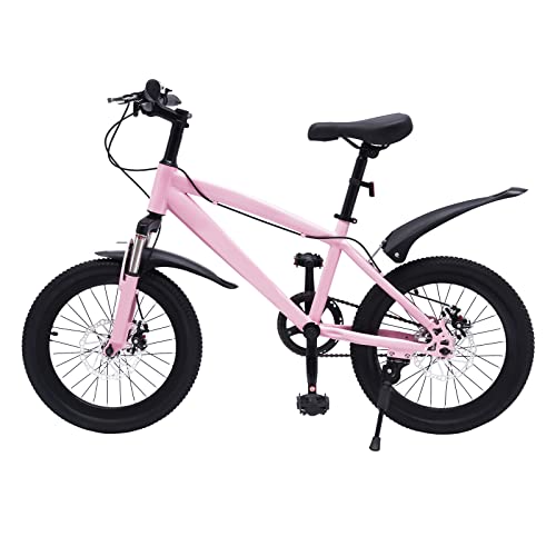 ARBGO 18-Zoll Kinderfahrrad, Kinder Bike, Kinder Fahrrad, Kohlenstoffreicher Stahl Kinderfahrrad, mit Schutzblechen, Reflektorlicht, Verstellbarer Sitz, Jungen Mädchen Fahrrad, Rosa von ARBGO