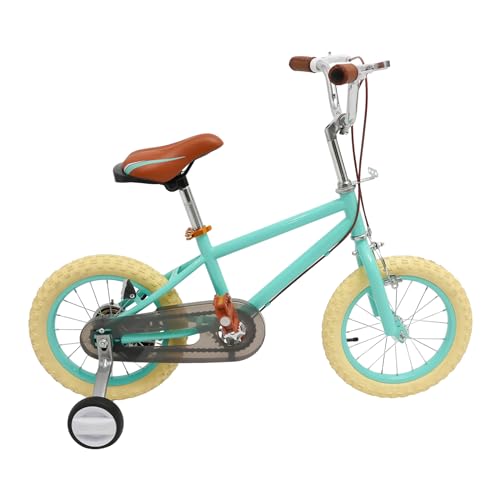 ARBGO Kinderfahrrad, Kinderfahrrad aus Hartstahl, 14 Zoll Kinderfahrrad mit Stabilisatoren und Handbremsen, höhenverstellbar, Scheibenbremsen, dunkelgrün von ARBGO