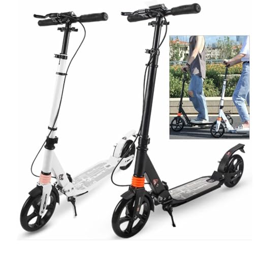 Klappbarer Scooter, Kick Scooter, Aluminium Tretroller, mit Bremse und Federungssystem Vorne, Höhenjustierbarer & zusammenklappbarer Cityroller, Tretroller für Jugendliche und Erwachsene (Schwarz) von ARBGO