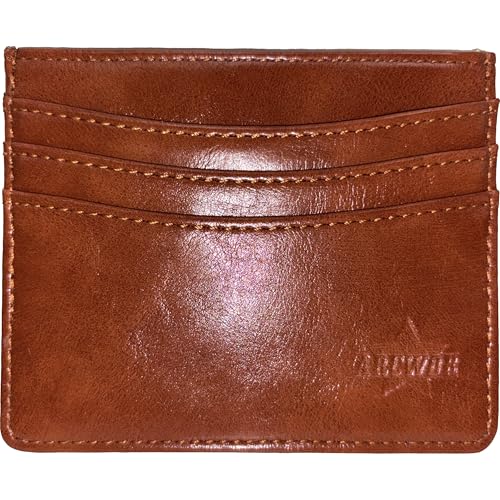 ARCWOR Schlanke Brieftasche, minimalistische Vordertasche, RFID-blockierend, für Damen und Herren, Ledergeldbörsen, Braun-Vintage, Horizontal von ARCWOR