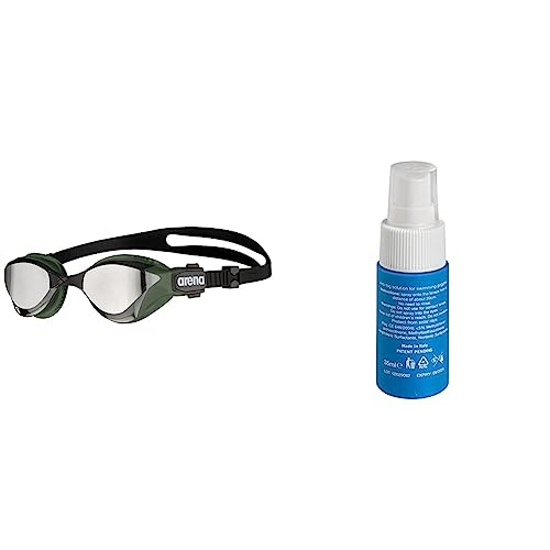 ARENA Cobra Ultra Swipe Brillen Silver-Army One Size & Instant Anti-Fog Spray für Schwimmbrillen, Antibeschlag, Anti-Fog für Linsen, Schwimmzubehör, 35 ml Flasche von ARENA
