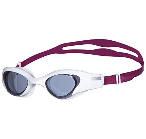 ARENA The One Anti-Fog Schwimmbrille Damen, Schwimmbrille mit Breiten Gläsern, UV-Schutz, Selbstjustierender Nasensteg, Orbit-Proof Dichtungen, Weiß (Smoke-White-Purple) von ARENA