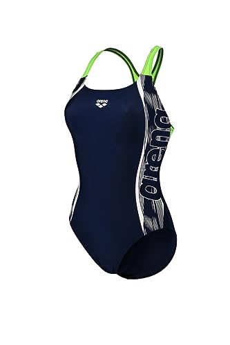 Arena Damen Women's Pro Back Graphic One Piece Swimsuit, Navy-Soft Green, 36 EU von ARENA