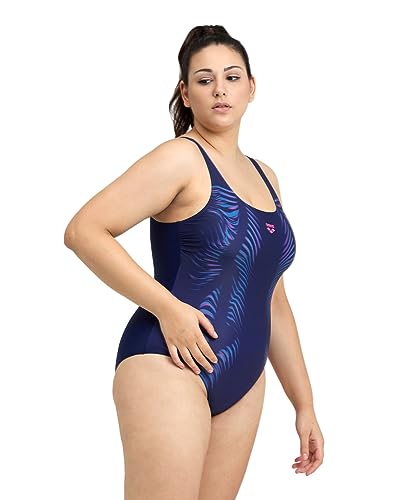 ARENA Damen Women's Imprint Back B Plus One Piece Swimsuit, Navy, 48-50 EU von ARENA