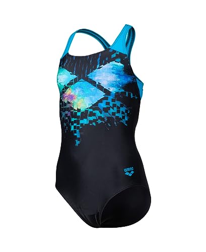 ARENA Mädchen Girl's Arena Multi Pixels Pro Back L One Piece Swimsuit, Black-turquoise, 140 EU von ARENA