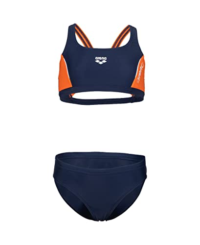 ARENA Mädchen G Thrice Jr Two Pieces R Bikini, Navy-mango-white, 164 EU von ARENA