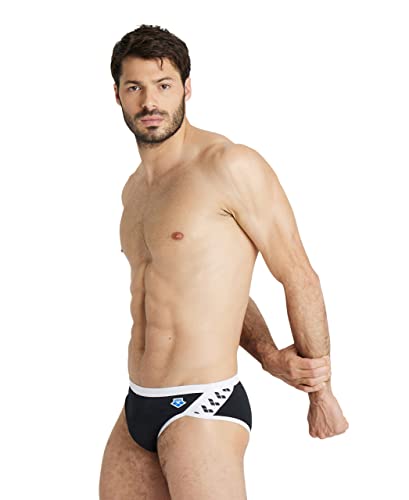 ARENA Herren Mens Icons Swim Briefs Solid Badehosen Slip, Black-white, 48 EU von ARENA