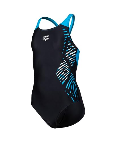 ARENA Mädchen Girl's Arena Vortex V Back One Piece Swimsuit, Black-turquoise, 140 EU von ARENA