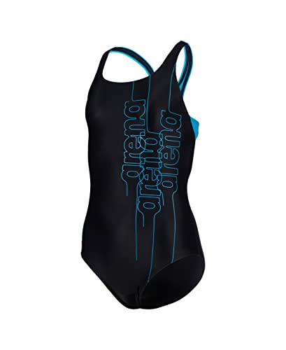 arena Mädchen Girl's Pro Back Graphic L One Piece Swimsuit, Black-Turquoise, 128 EU von ARENA