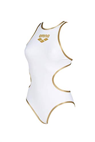 ARENA Damen Biglogo One Piece Swimsuit, White-gold_r, 36 EU ARENA Damen Biglogo One Piece Swimsuit, White-gold_r, 36 EU von ARENA
