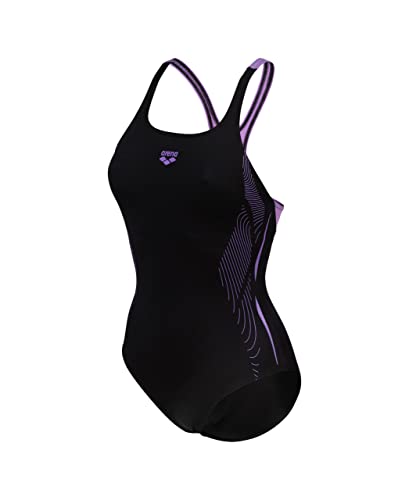 ARENA Damen Women's Pro Back Graphic Lb One Piece Swimsuit, Black-lavanda, 36 EU von ARENA
