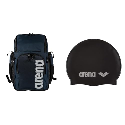 ARENA Team Backpack 45 Großer Sportlicher Rucksack & Classic Unisex Silikon-Badekappe, Schwimmkappe für Frauen und Männer, Badekappe mit Verstärktem Rand, Weiche und Strapazierfähige Schwimmkappe von ARENA