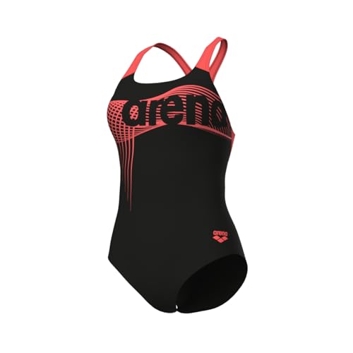 Arena Damen Women's Wake Pro Back One Piece Swimsuit, Black-Calypso Coral, 36 EU von ARENA