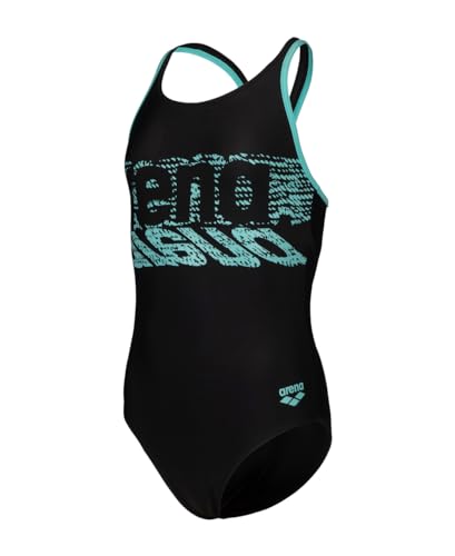 Arena Mädchen Girl's Shaking V Back One Piece Swimsuit, Black-Water, 128 EU von ARENA