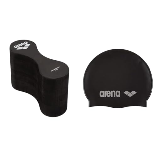 Arena Unisex-Adult FREEFLOW PULLBUOY II Trainings Ausrüstung, Black, Einheitsgröße & Classic Unisex Silikon-Badekappe, Schwimmkappe für Frauen und Männer von ARENA