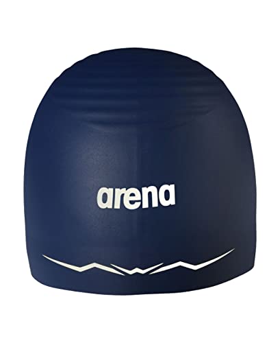 arena Aquaforce Wave Wrinkle Free Unisex Racing Silikon Badekappe für Damen und Herren Wettkampfschwimmen oder Training Schwimmausrüstung, Marineblau, Größe M von ARENA
