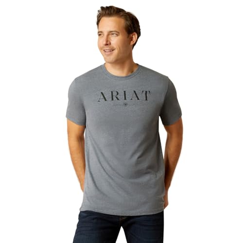 ARIAT 2024 Mens Black & Whtie Logo Short Sleeve T - Shirt 10052010 - Athletic Heather von ARIAT