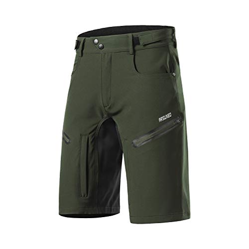 ARSUXEO Herren Fahrrad Kurze Hosen Lockere Passform Radhose mit Feuchtigkeitsableitendem Bund 2006 Armeegrün XXL von ARSUXEO