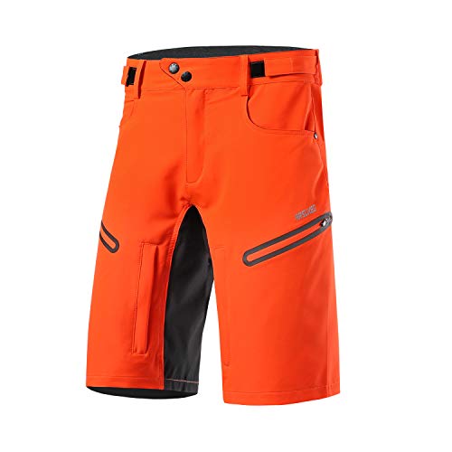ARSUXEO Herren Fahrrad Kurze Hosen Lockere Passform Radhose mit Feuchtigkeitsableitendem Bund 2006 Orange L von ARSUXEO