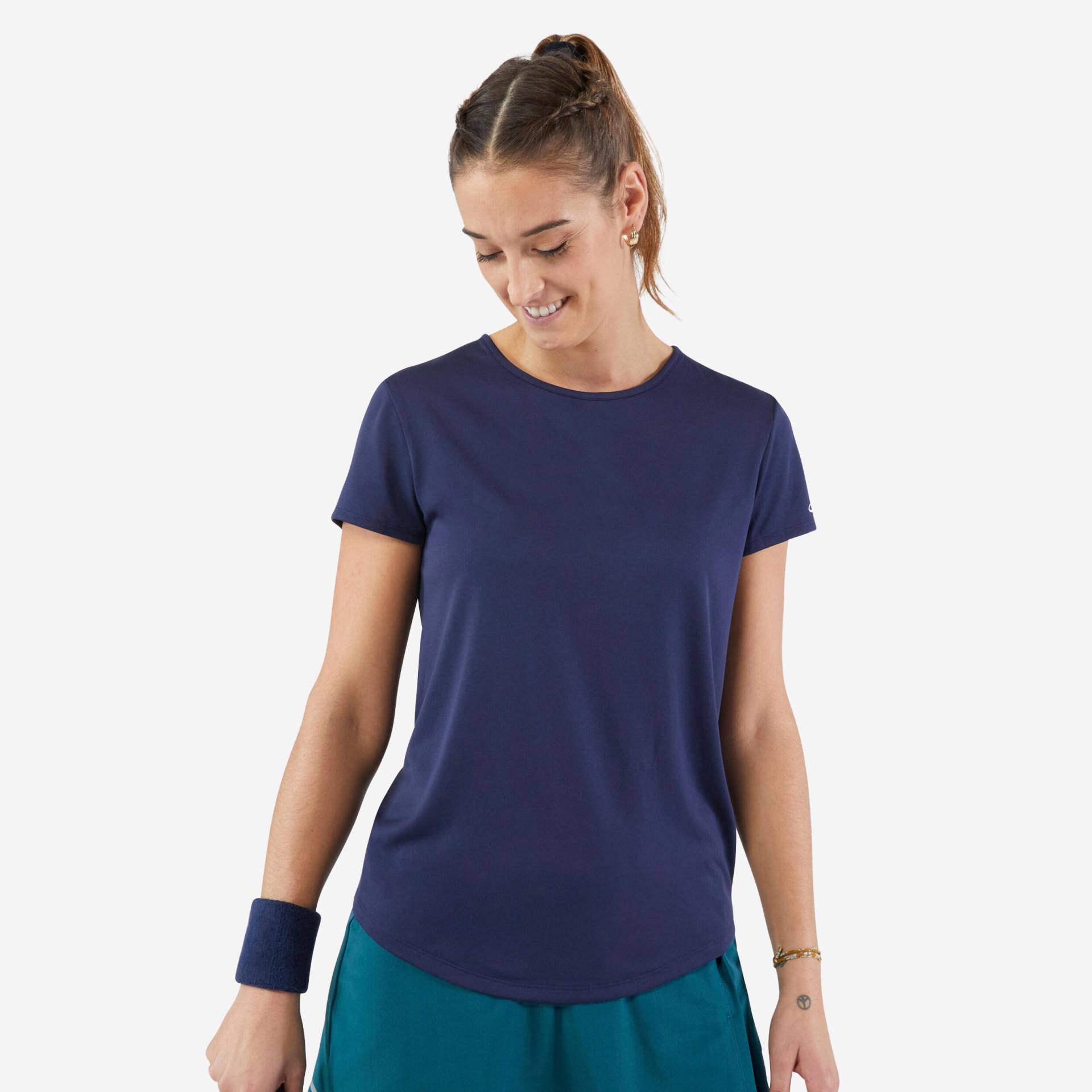 Damen T-Shirt Tennis Rundhals - Dry Essentiel 100 marineblau Damen T-Shirt Tennis Rundhals - Dry Essentiel 100 marineblau von ARTENGO
