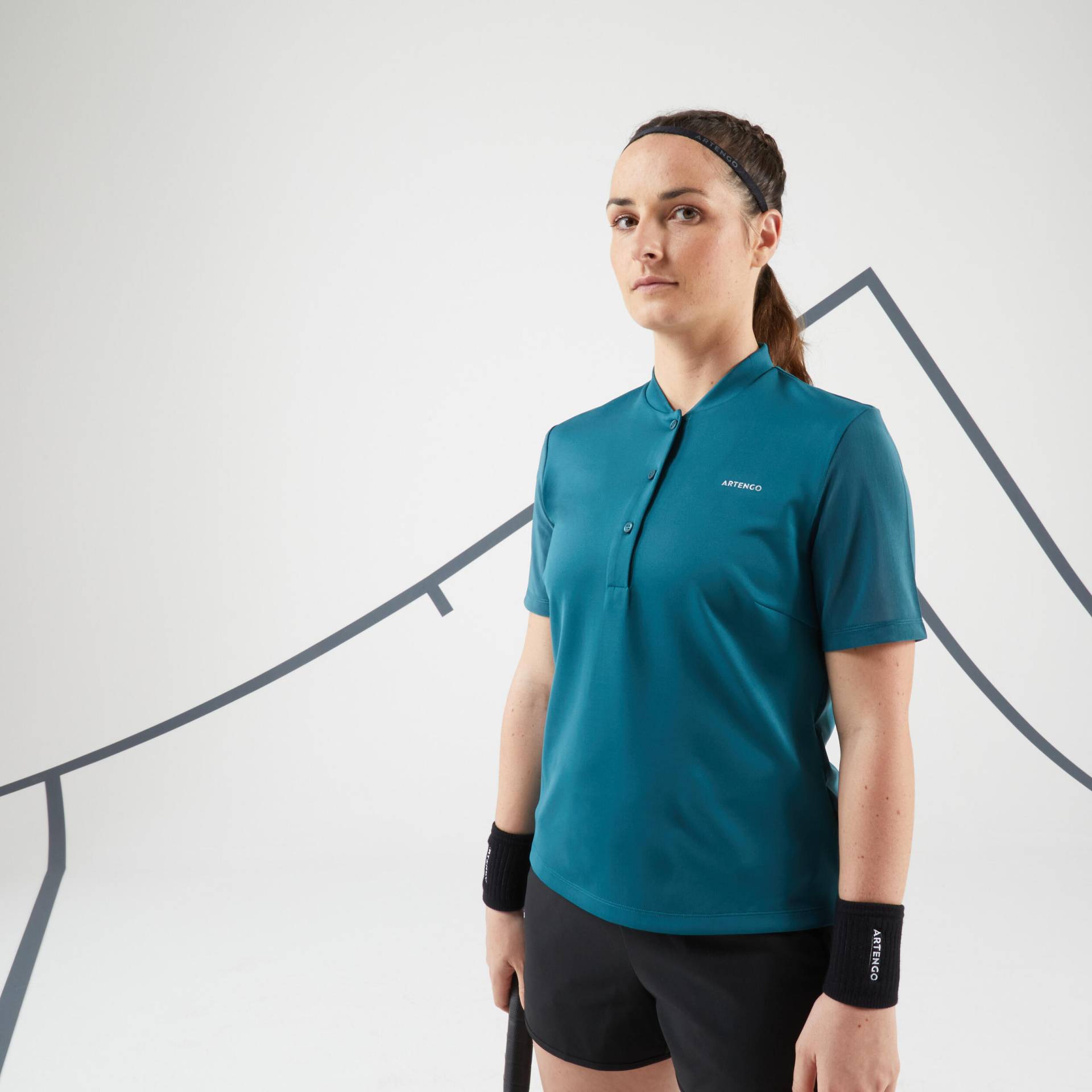 Damen Tennis Poloshirt - Dry 500 Soft dunkelgrün von ARTENGO