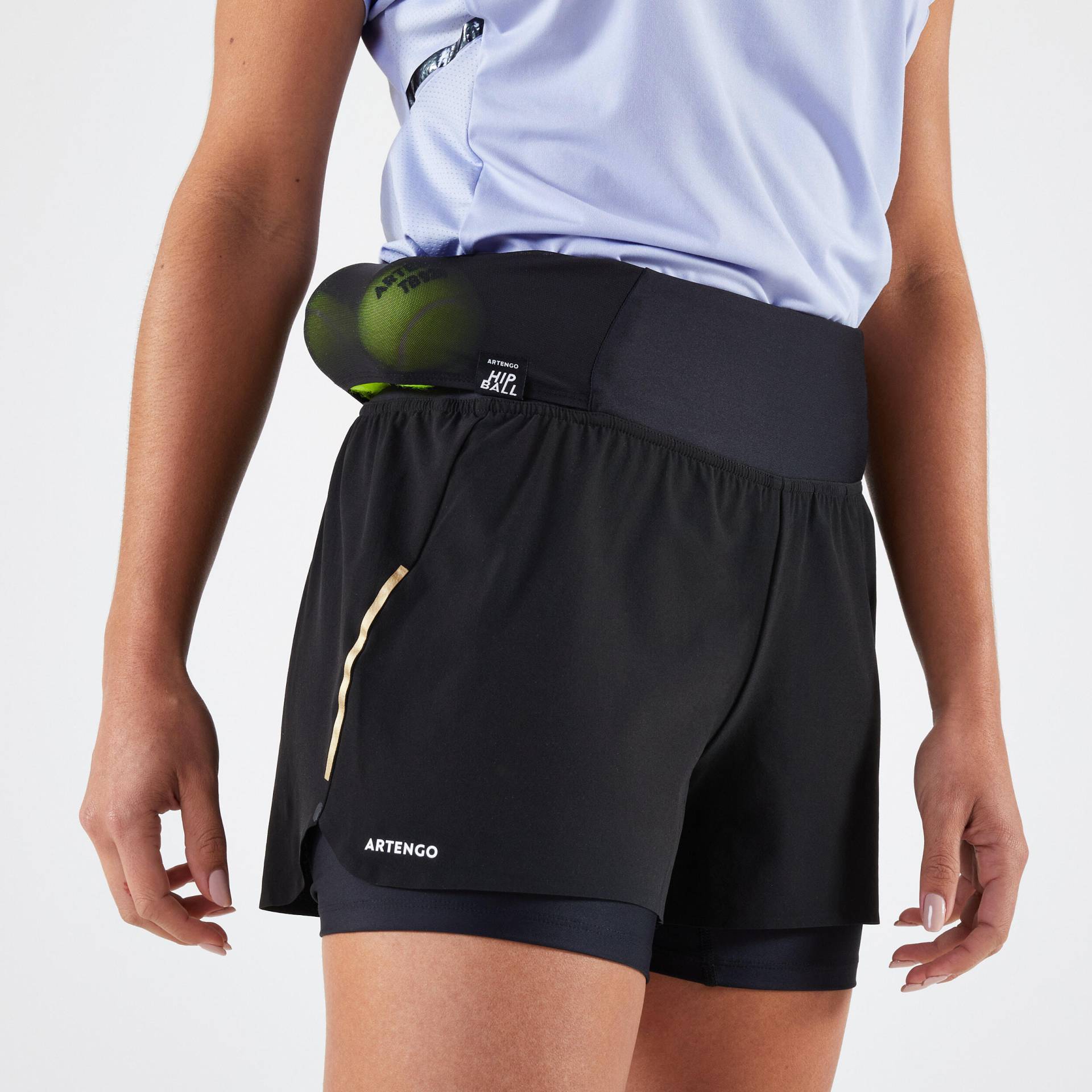 Damen Tennis Shorts - TSH Light Hip Ball schwarz von ARTENGO