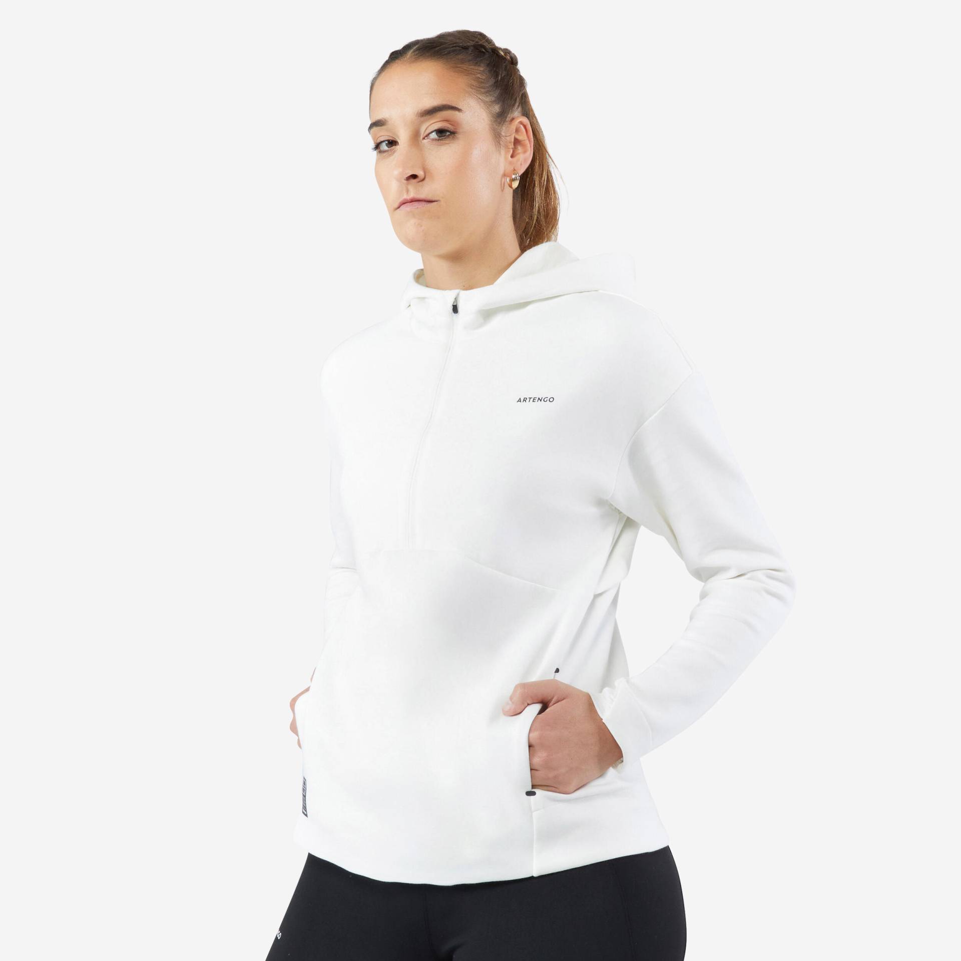 Damen Tennis Sweatshirt Kapuze - Dry 900 weiss Damen Tennis Sweatshirt Kapuze - Dry 900 weiss von ARTENGO
