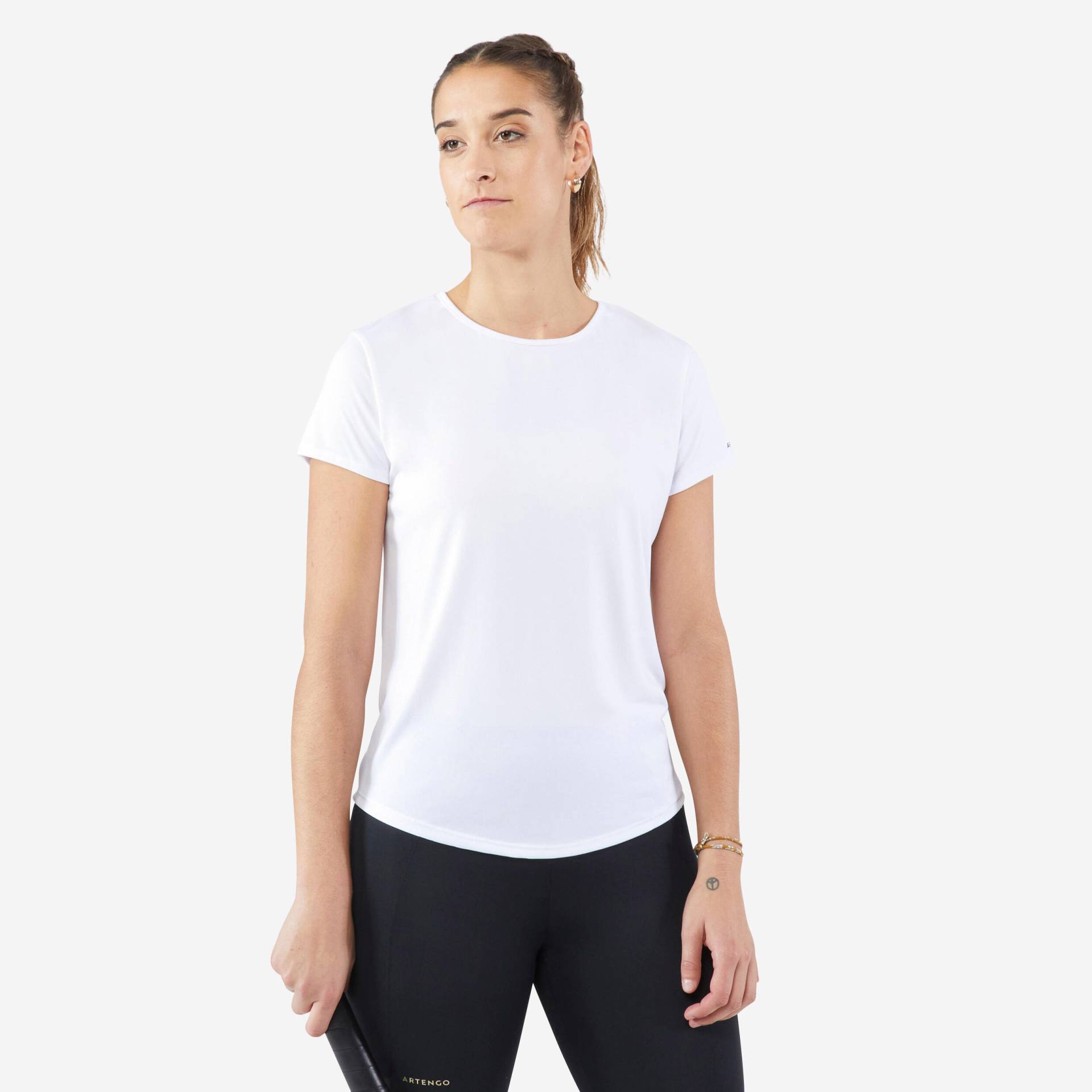 Damen Tennis T-Shirt - Essentiel 100 Rundhals weiss von ARTENGO